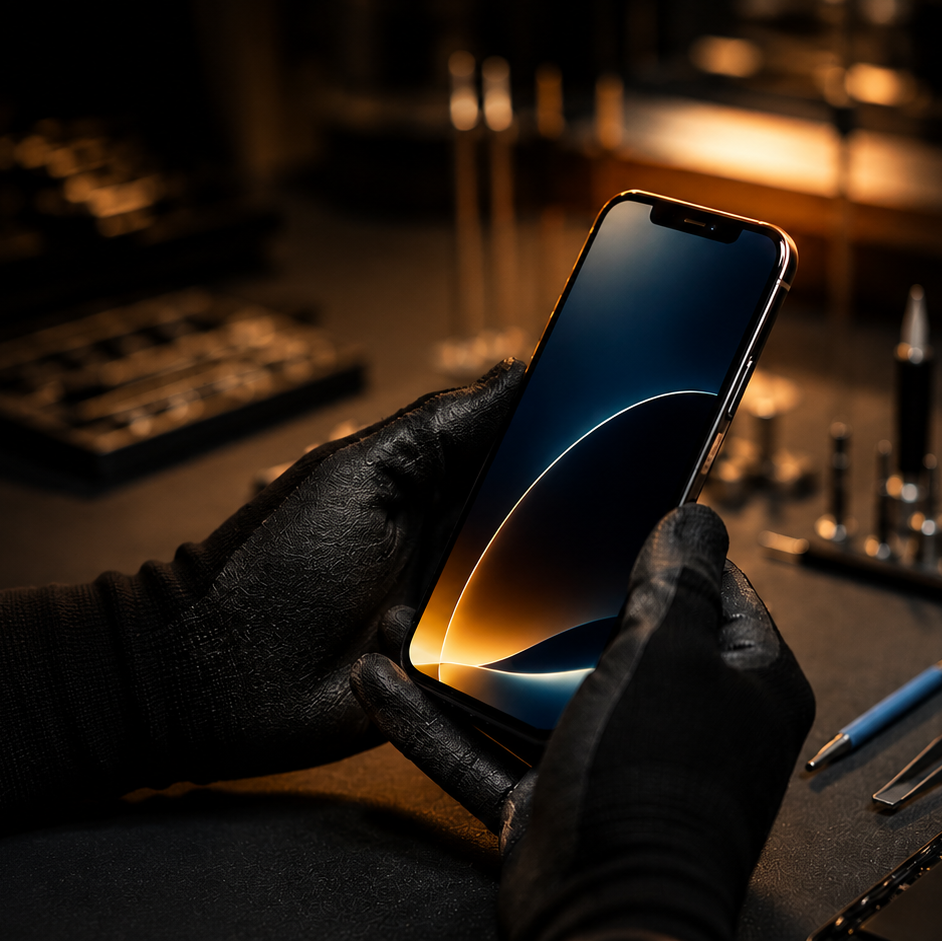 Técnico realizando reparo em celular